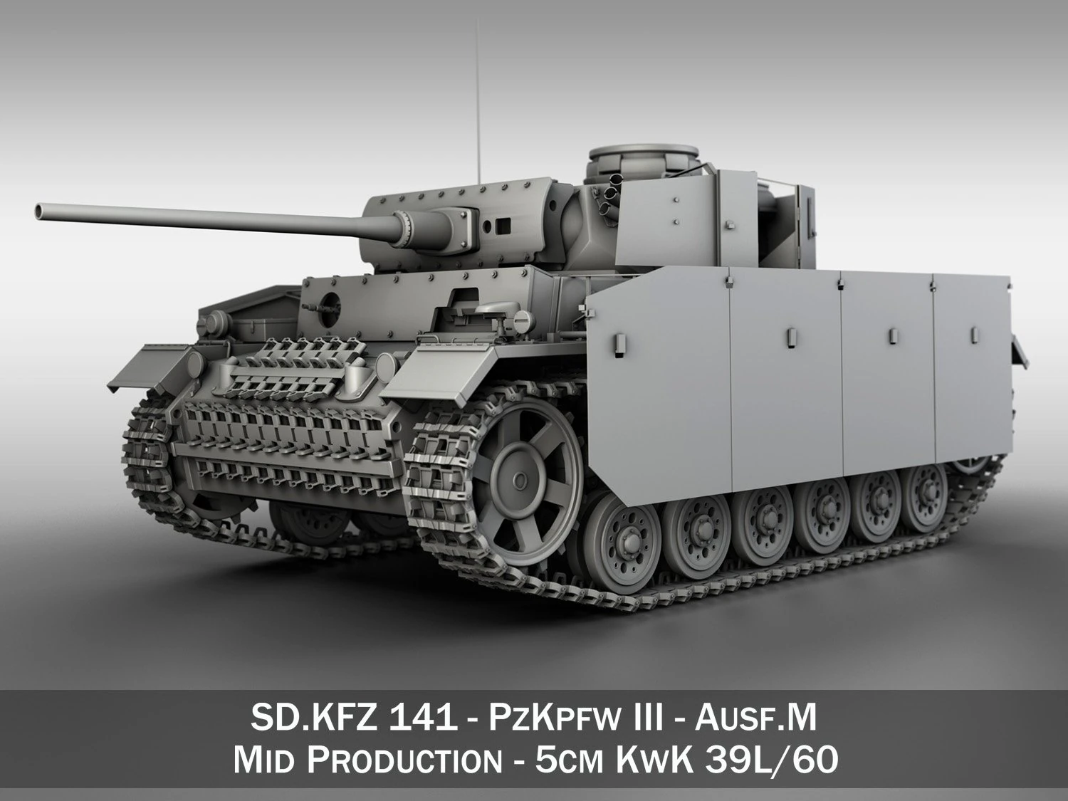 pzkpfw iii - panzer 3 - ausf m 3D Model .c4d .max .obj .3ds .fbx .stl .blend 