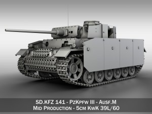 pzkpfw iii - panzer 3 - ausf m 3D Model