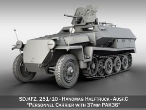 sdkfz 251 10 - ausf c - hanomag half-track 3D Model