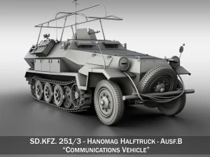 sdkfz 251 3 - ausf b - 통신 차량 3D 모델