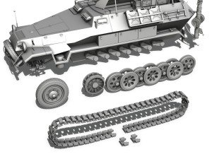 sdkfz 251 3 - ausf b - communications vehicle 3D 모델