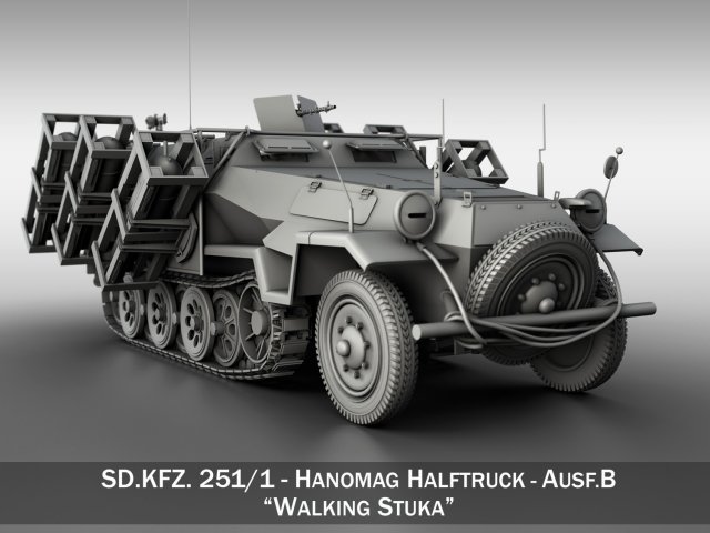 sdkfz 251 - ausf b - ground stuka Modelo 3D .c4d .max .obj .3ds .fbx .stl .blend 