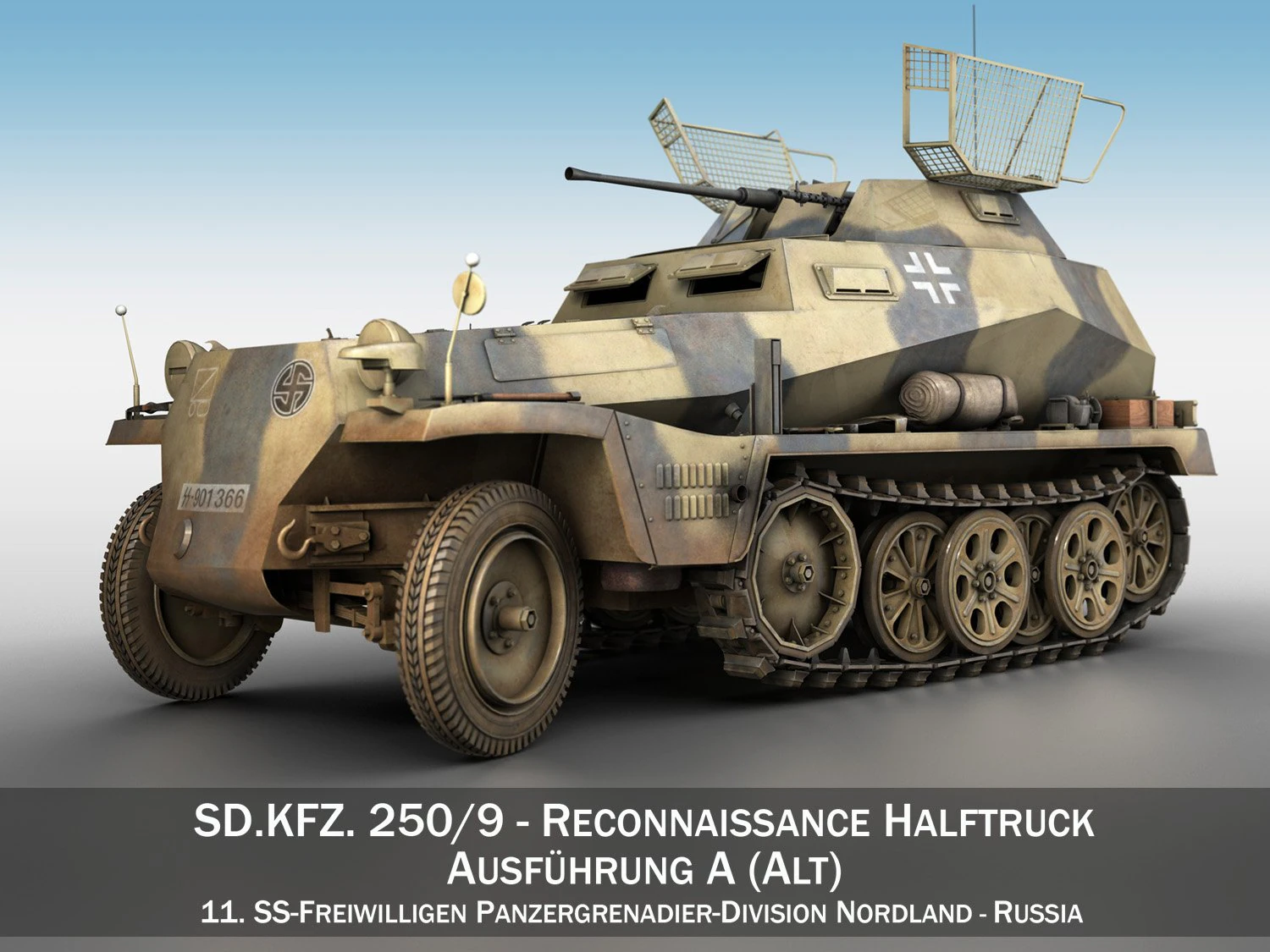 sdkfz 250 - reconnaissance halftruck - nordland 3D Model .c4d .max .obj .3ds .fbx .stl .blend