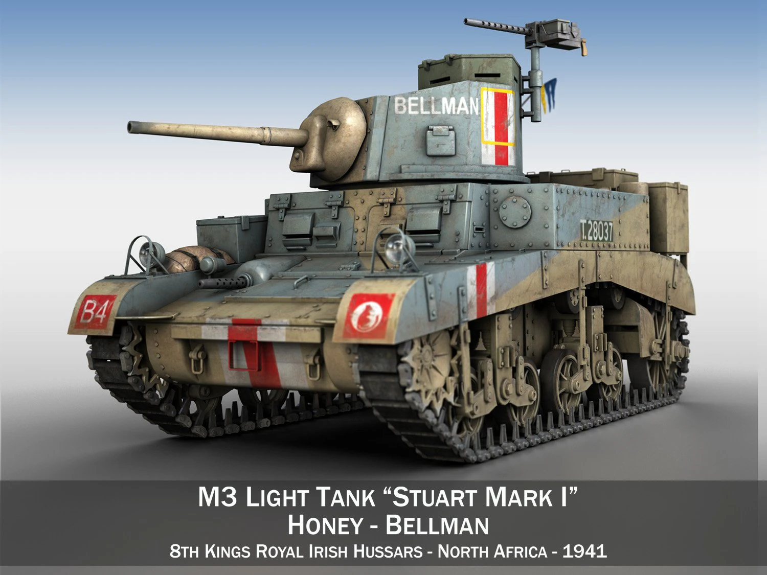m3 light tank honey - bellman 3D Model .c4d .max .obj .3ds .fbx .stl .blend 