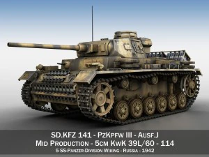pzkpfw iii - panzerkampfwagen 3 - ausfj - 114 3D Model