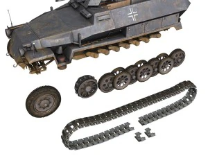 sdkfz 251 ausf c - hanomag half-track - 23pd 3D Model