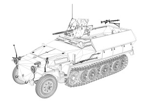 sdkfz 251 ausf c - hanomag half-track - 23pd 3D Model