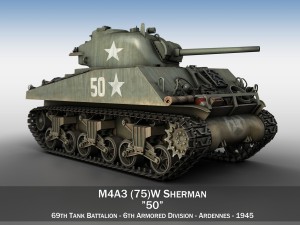 m4a3 75mm - sherman - 50 3D Model