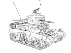 m3 light tank honey - polly iii 3D Model