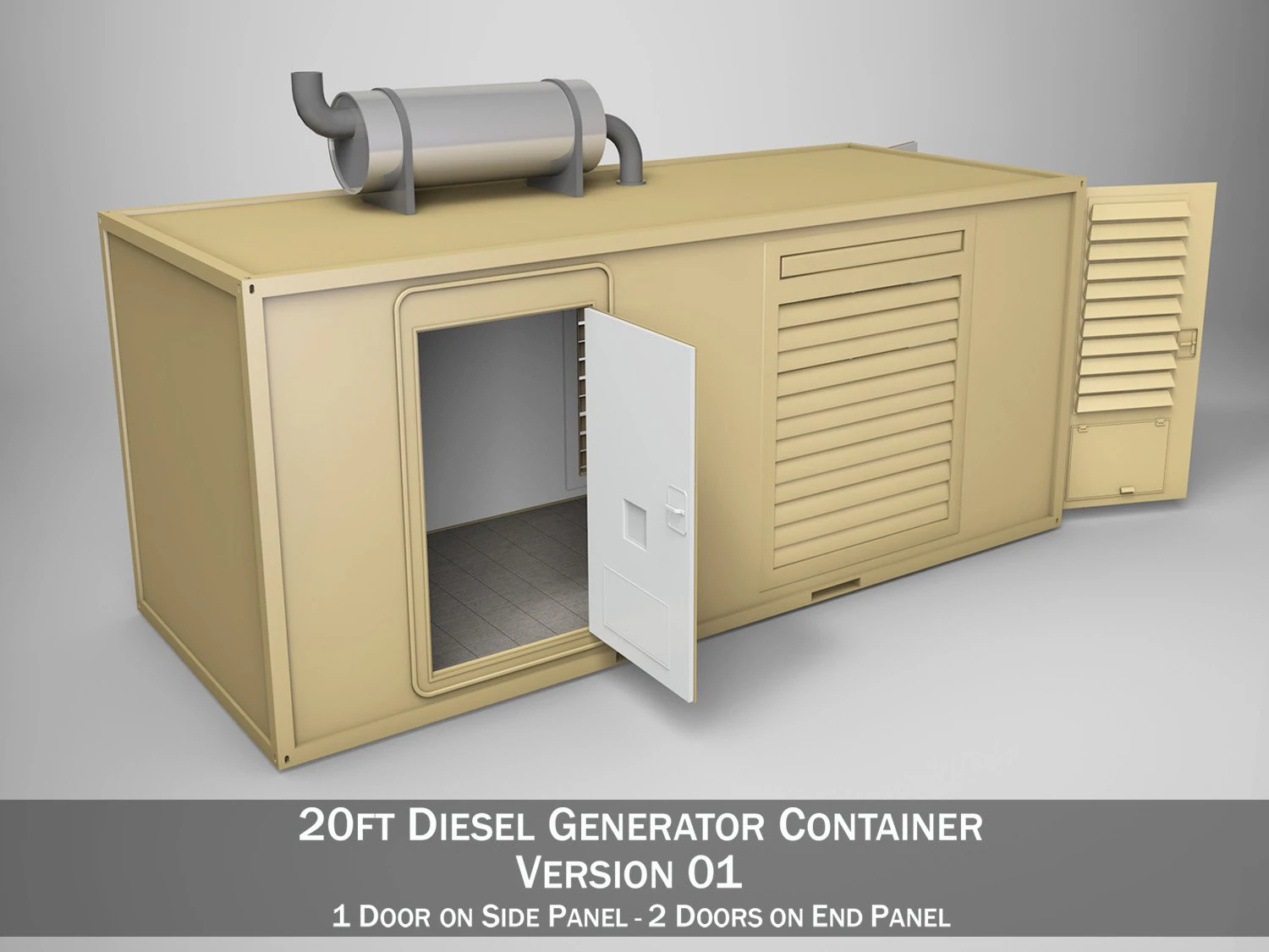 20ft generator container version 1 3D Model .c4d .max .obj .3ds .fbx .stl .blend 