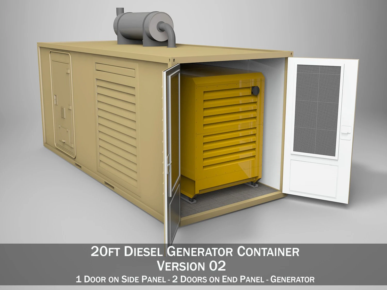 20ft generator container version 2 3D Model .c4d .max .obj .3ds .fbx .stl .blend 