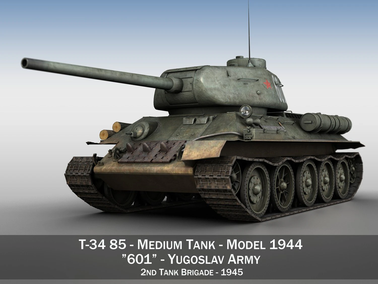 t-34 85 - soviet medium tank - 601 3D Model .c4d .max .obj .3ds .fbx .stl .blend 