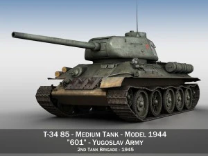 t-34 85 - ソビエト中戦車 - 601 3Dモデル