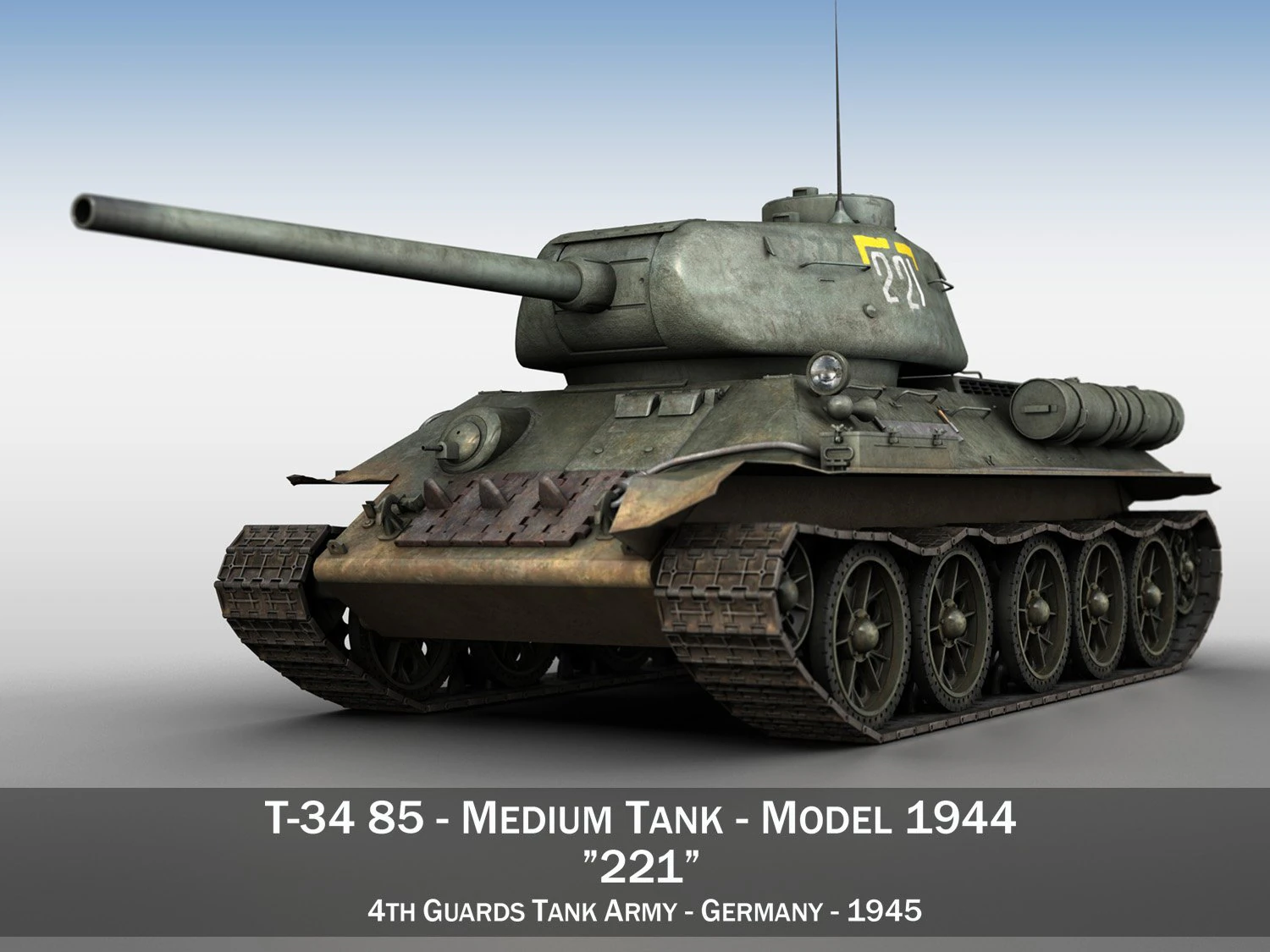 t-34 85 - soviet medium tank - 221 3D Model .c4d .max .obj .3ds .fbx .stl .blend 