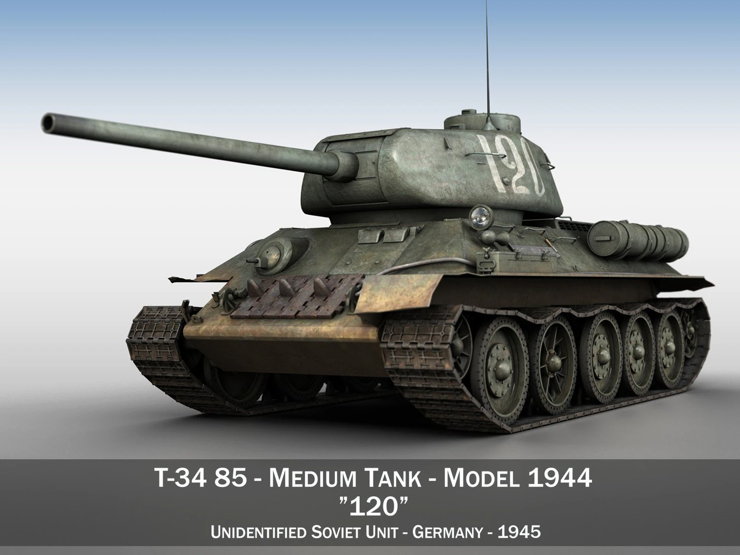 t-34 85 - soviet medium tank - 120 3D Model .c4d .max .obj .3ds .fbx .stl .blend 