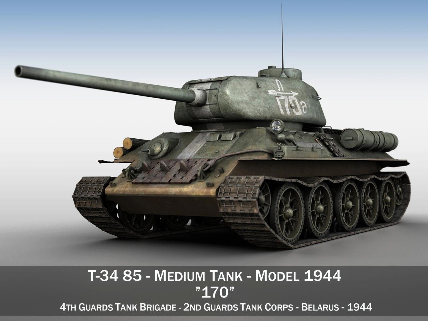 t-34 85 - soviet medium tank - 170 3D Model .c4d .max .obj .3ds .fbx .stl .blend 