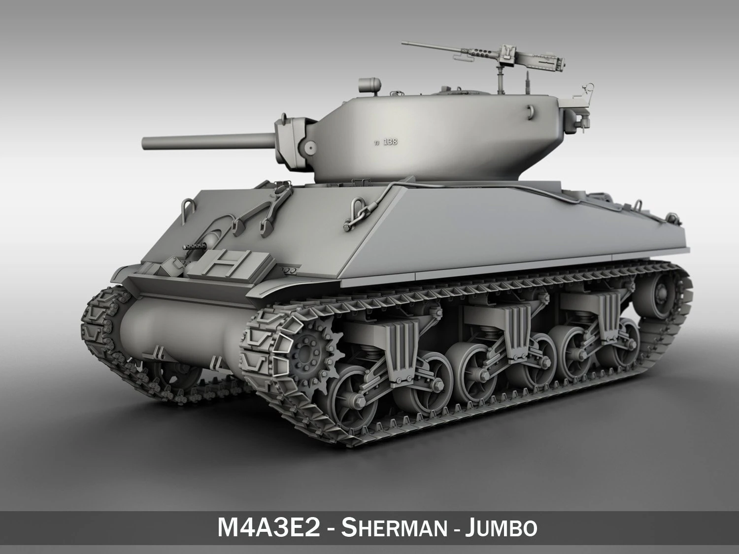 m4a3e2 - sherman jumbo 3D Model .c4d .max .obj .3ds .fbx .stl .blend 