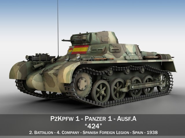 pzkpfw 1 - panzer 1 - ausf a - 424 Modelo 3D .c4d .max .obj .3ds .fbx .stl .blend 