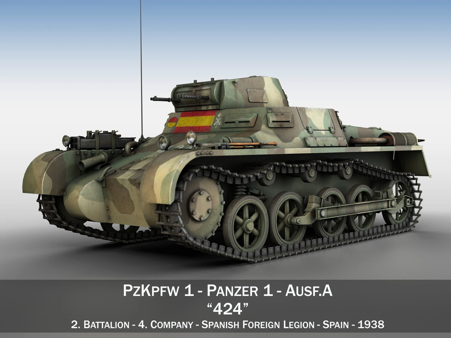 pzkpfw 1 - panzer 1 - ausf a - 424 3D Model .c4d .max .obj .3ds .fbx .stl .blend 