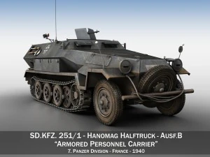 sdkfz 251-1 ausfb - meio caminh&atilde;o - 7pd Modelo 3D