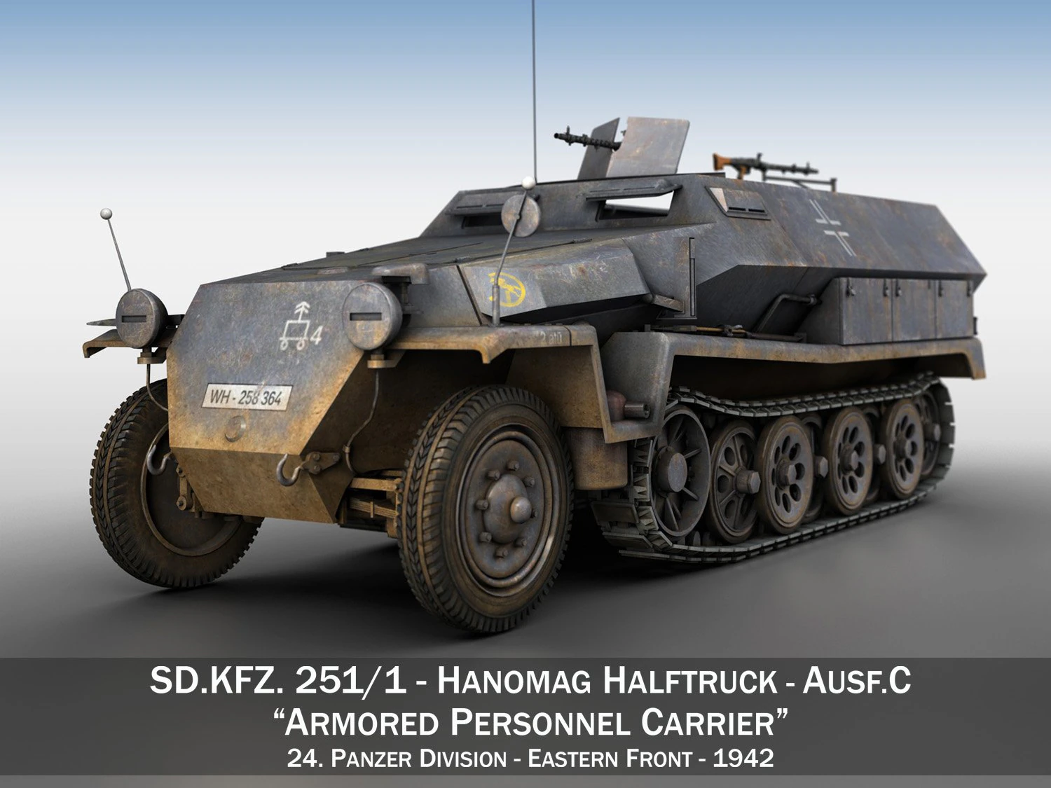 sdkfz 251-1 ausfc - half-track - 24pd 3D Model .c4d .max .obj .3ds .fbx .stl .blend 