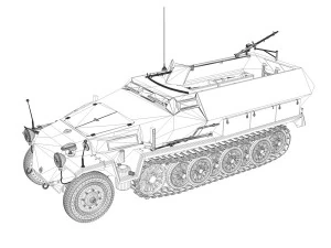 sdkfz 251-1 ausfc - half-track - 24pd 3D Model