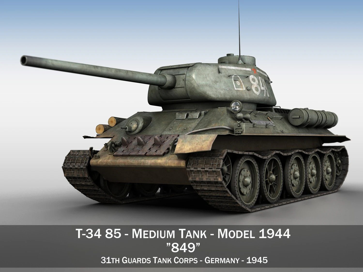 t-34 85 - soviet medium tank - 849 3D Model .c4d .max .obj .3ds .fbx .stl .blend 