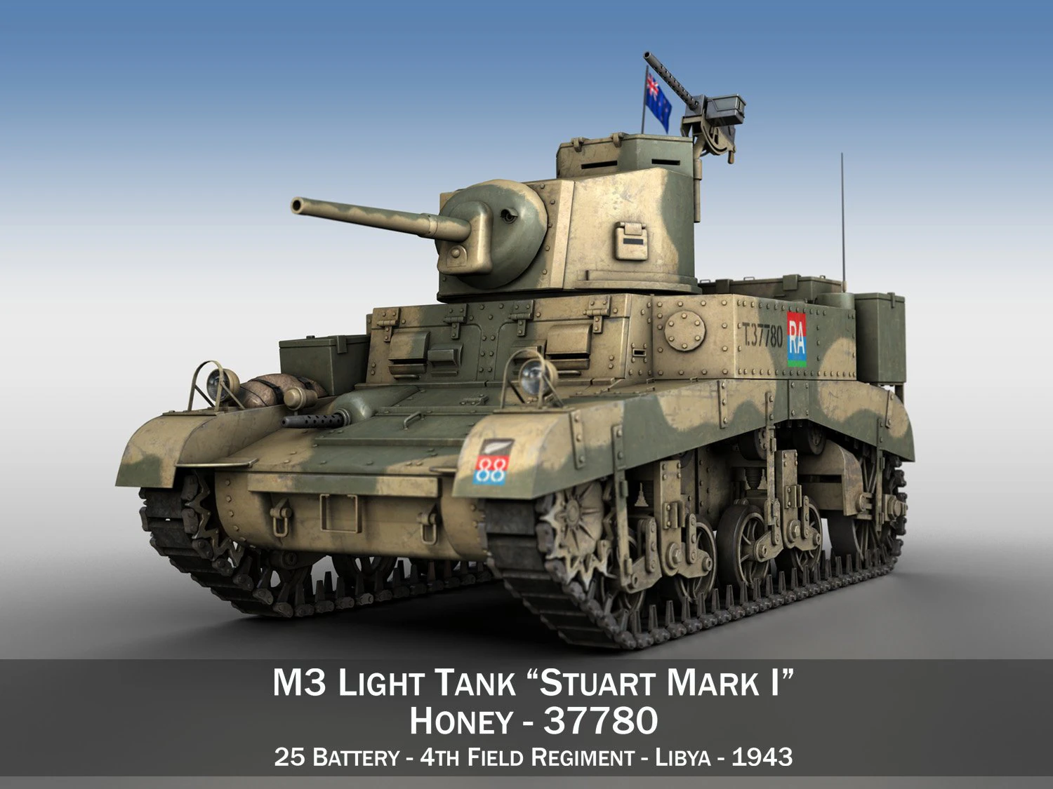 m3 light tank honey - 37780 3D Model .c4d .max .obj .3ds .fbx .stl .blend 