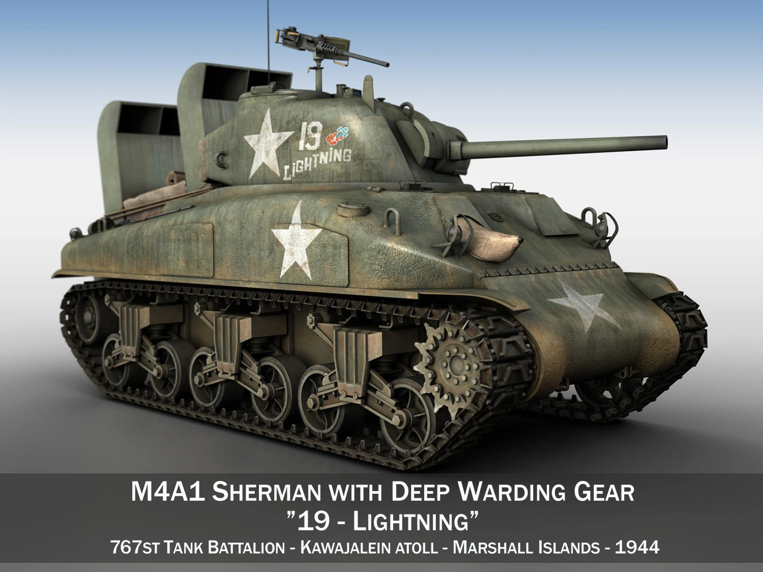 m4a1 sherman - lightning 3D Model .c4d .max .obj .3ds .fbx .stl .blend 