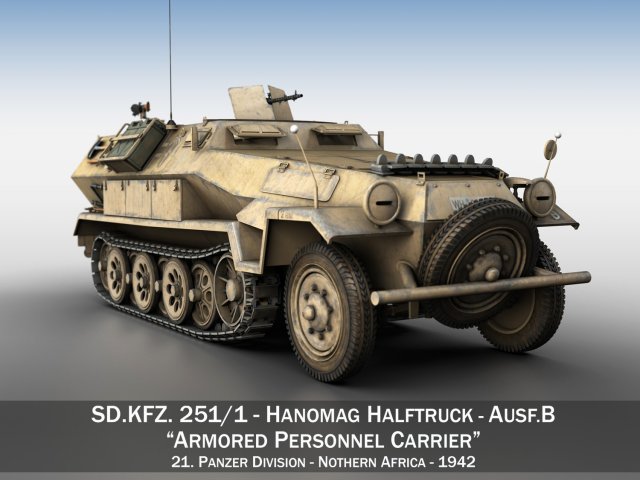 sdkfz 251 ausfb - dak - 21pd 3D-Modell .c4d .max .obj .3ds .fbx .stl .blend 