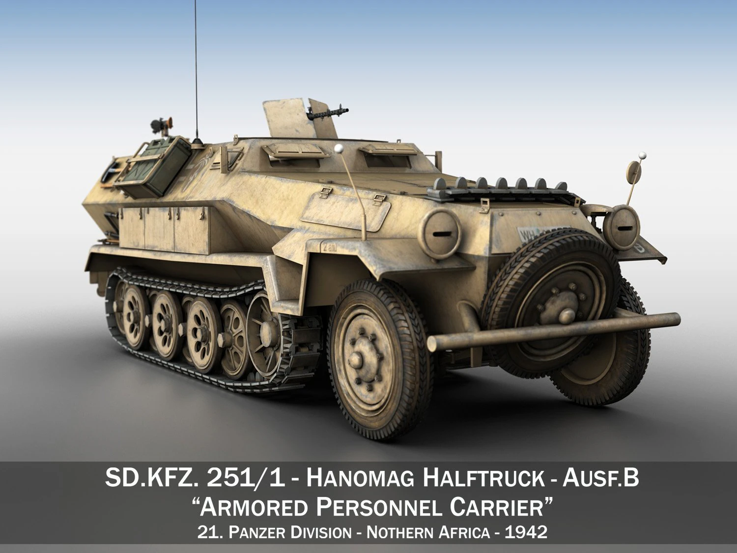 sdkfz 251 ausfb - dak - 21pd 3D Model .c4d .max .obj .3ds .fbx .stl .blend 