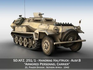 sdkfz 251 ausfb - dak - 21pd Modello 3D