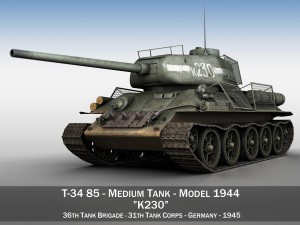 t-34 85 - soviet medium tank - k230 3D 모델