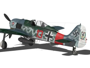 focke wulf - fw190 a7 - red 13 3D Model