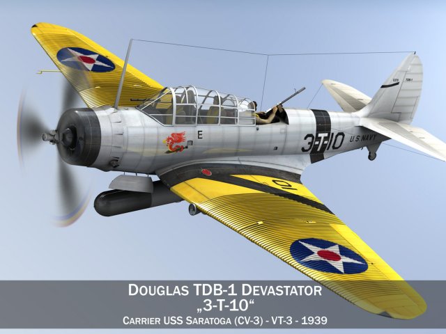 douglas tdb-1 devastator - 3t10 3D मॉडल .c4d .max .obj .3ds .fbx .stl .blend 