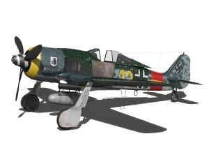 focke wulf - fw190 a8 - amarelo 12 Modelo 3D
