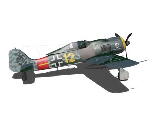 focke wulf - fw190 a8 - yellow 12 3D Модель