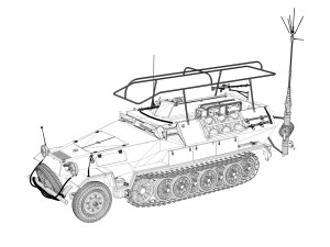 sdkfz 251-3 ausfb - communications vehicle - 15p 3D Model