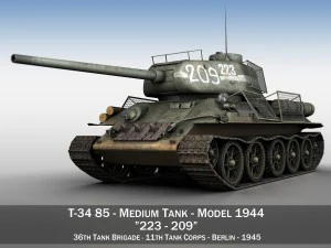 t-34 85 - carro armato medio sovietico - 239 Modello 3D