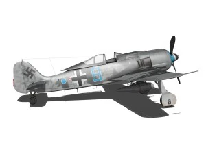 focke wulf - fw190 a8 - синій 8 3D Модель