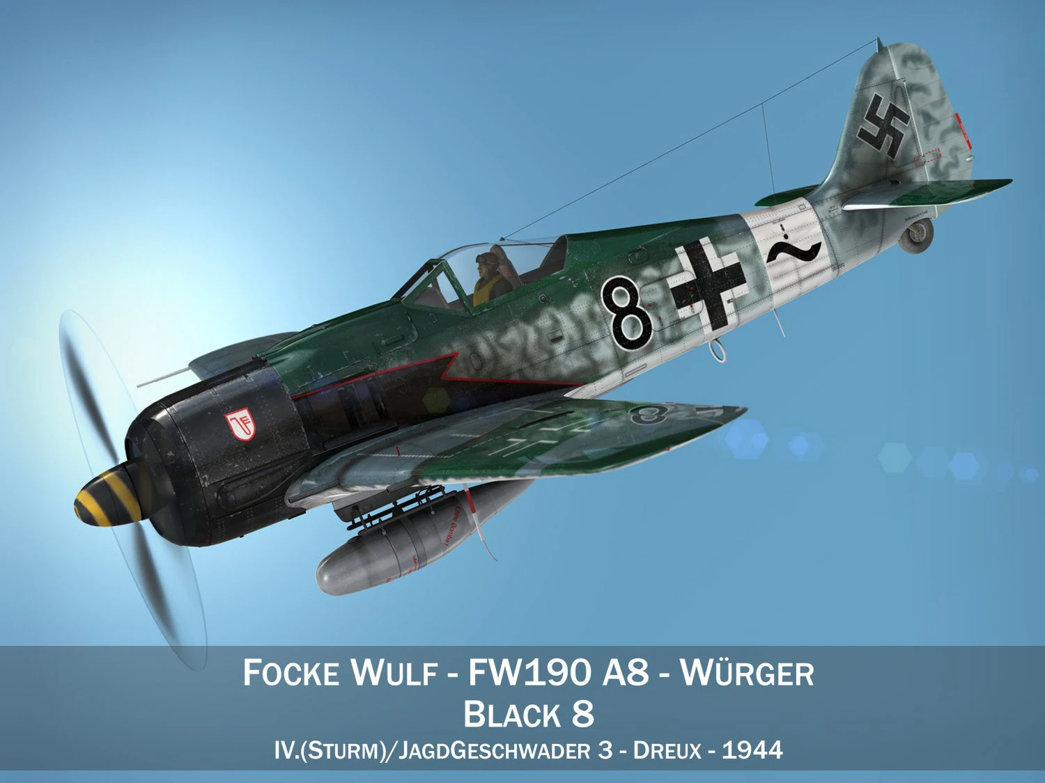 focke wulf - fw190 a8 - black 8 3D Model .c4d .max .obj .3ds .fbx .stl .blend 