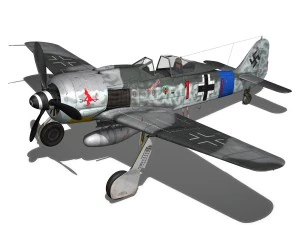 focke wulf - fw190 a8 - red 1 3D Model