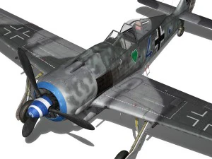 focke wulf - fw190 a8 - blue 4 3D Model
