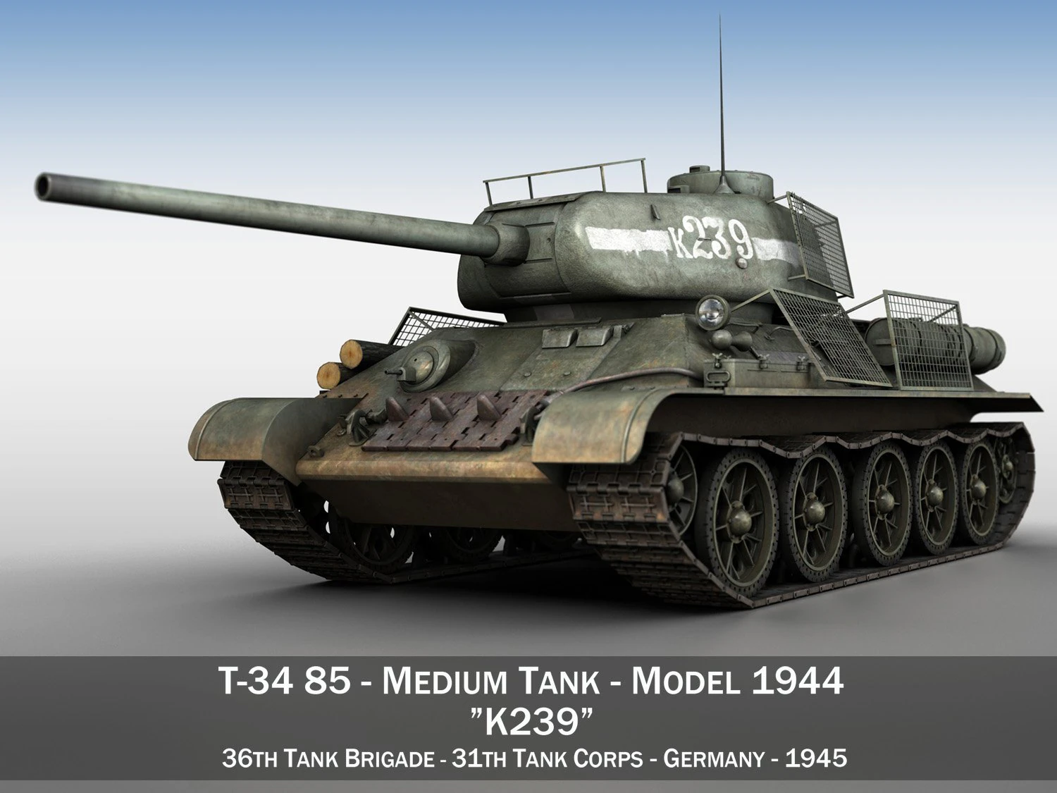 t-34 85 - soviet medium tank - 239 3D Model .c4d .max .obj .3ds .fbx .stl .blend 