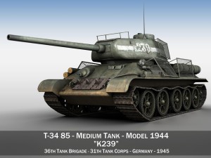 t-34 85 - soviet medium tank - 239 3D Model