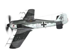 focke wulf - fw190 a8 - white 9 3D Model