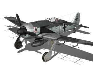 focke wulf - fw190 a8 - white 9 3D Model