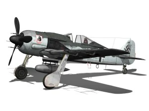 focke wulf - fw190 a8 - white 9 3D Model