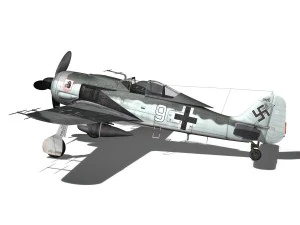 focke wulf - fw190 a8 - white 9 3D Model
