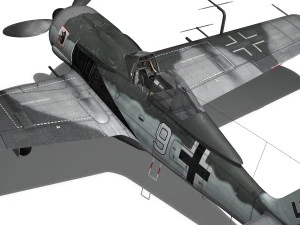 focke wulf - fw190 a8 - white 9 3D Model